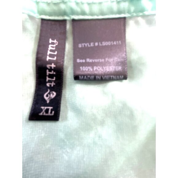 Full Tilt Womens Top Button -Up Sleeveless Round Neck Green/Lace Sheer Hi/Lo Si - Picture 4 of 5